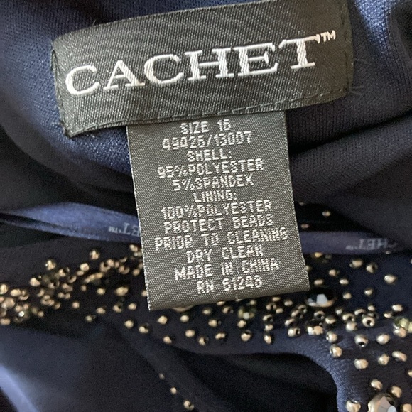 NWT Cachet Navy One Shoulder Gown Size 16 - Picture 9 of 10